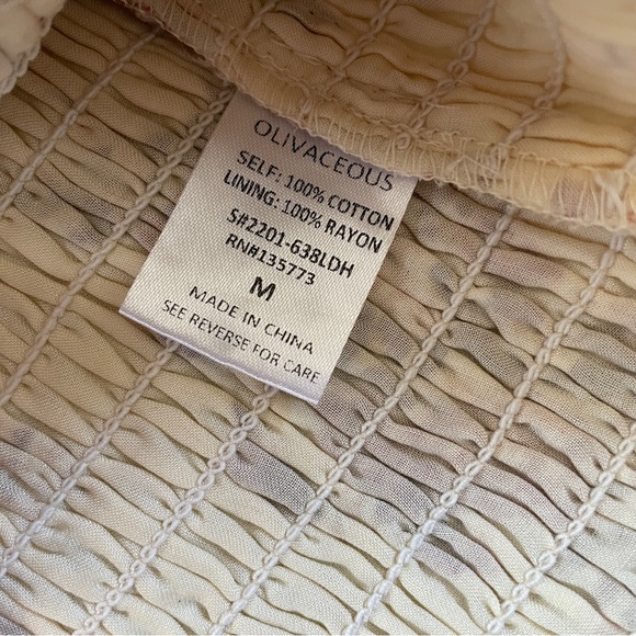 Olivaceous smocked floral garden prarie ruffle dress M - Picture 4 of 7